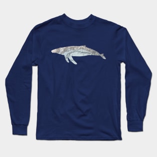 Humpback Whale cut from map of Alaska Coastline Long Sleeve T-Shirt